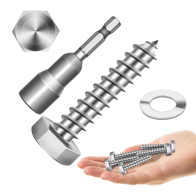 MYWISH (15Sets) 5/16" x 1-1/2" Hex Head Lag Bolts, Heavy Duty Lag Screws with Washers, 304 Stainless Steel Bolts 18-8, Lag Screws Wood Screws, Partial Thread Bright Finish, 5/16 Bolt - Image 1